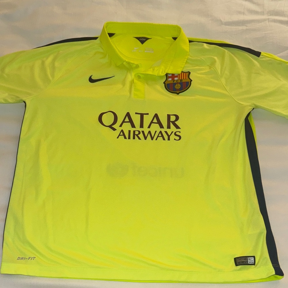 Nike FC Barcelona Neon Yellow Soccer Jersey - 2014 / 2015